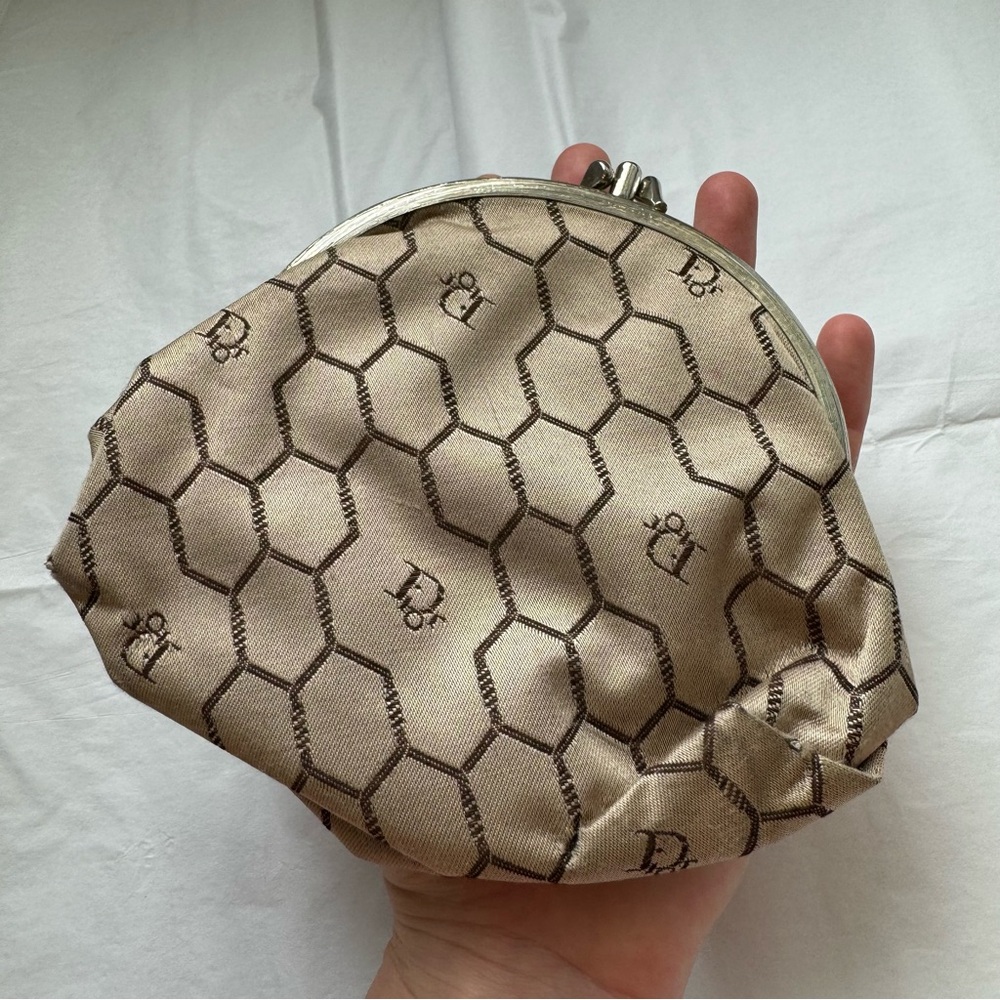 Designer-Inspired Beige Patterned Coin Purse
